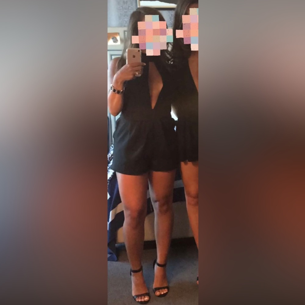 Dance&Marvel black romper w/ pockets. Perfect for bachelorette party. Size small
